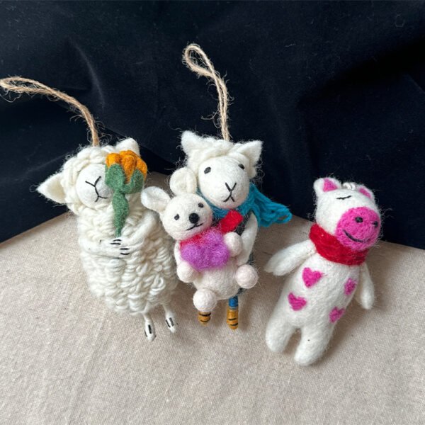 Handmade felt animal ornaments