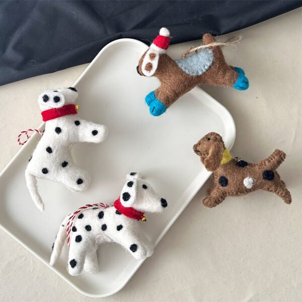 Felt spotted dog ornaments