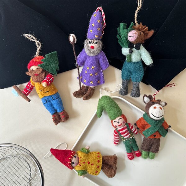 Handmade felt character ornaments