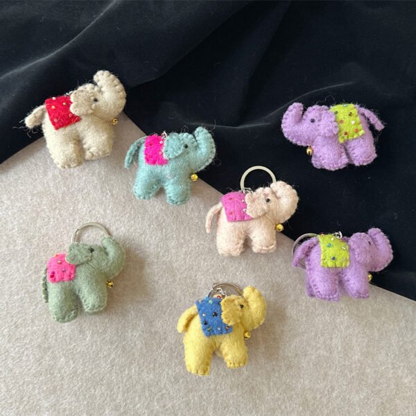 Felt elephant keychains