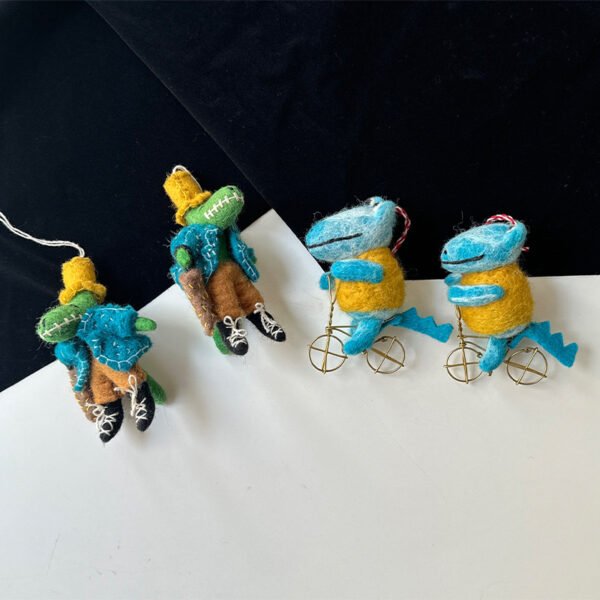 Handmade felt crocodile ornaments