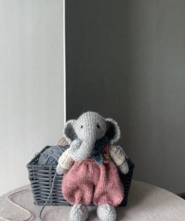 Hand-knitted elephant doll
