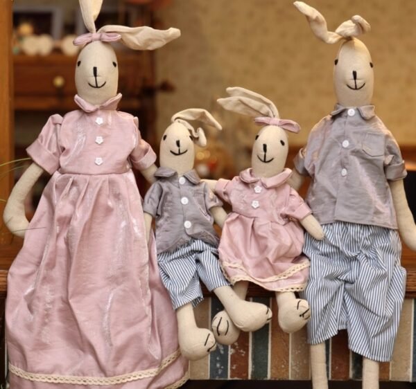 Rabbit family of fabric dolls